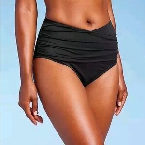 NWT Aqua Green Black Shaping Medium Control Full Cover Bikini Bottom Size LARGE